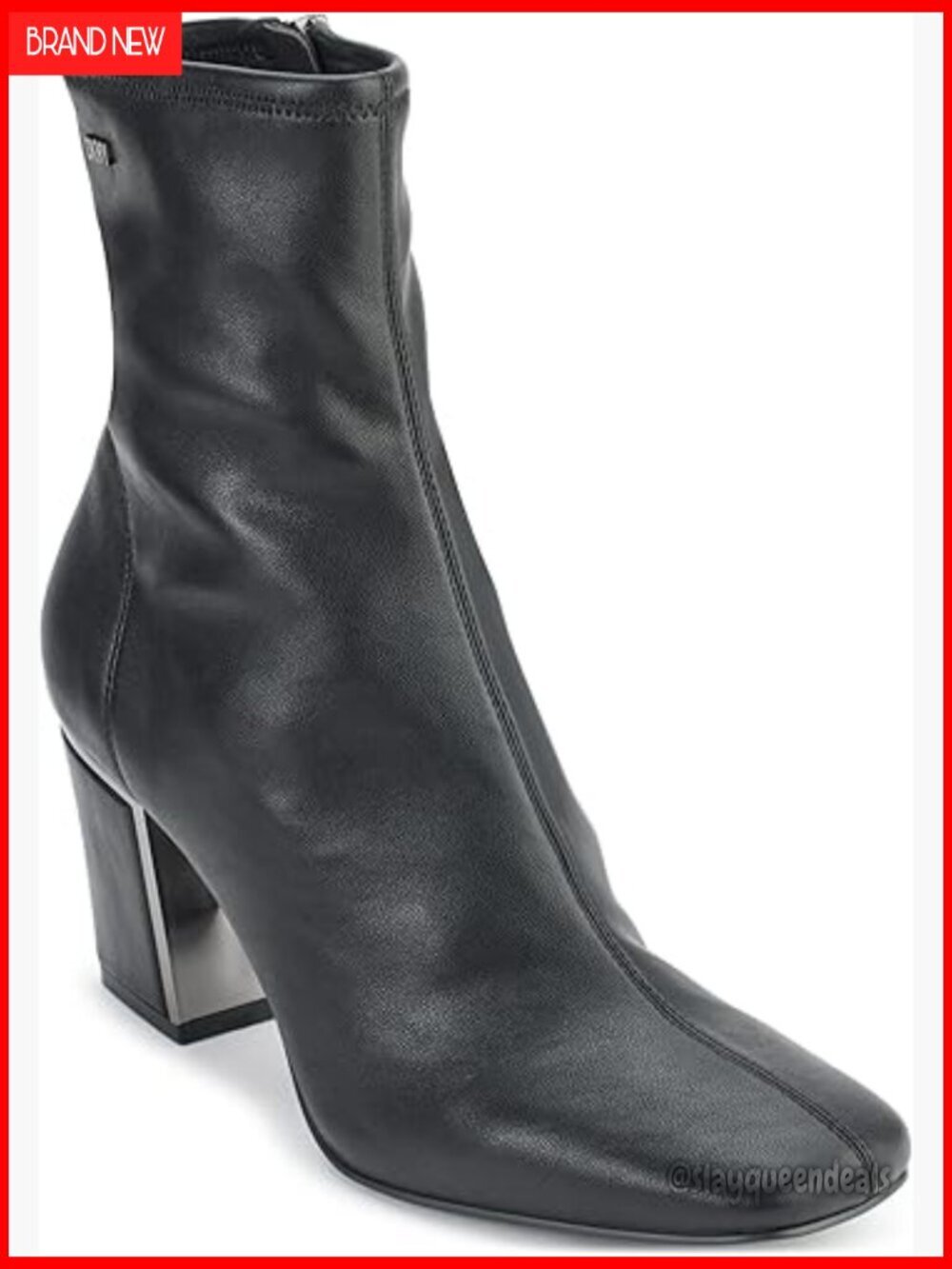 Block Heel Ankle Booties, Nappa Leather, Zipper Closure, Evening Fashion